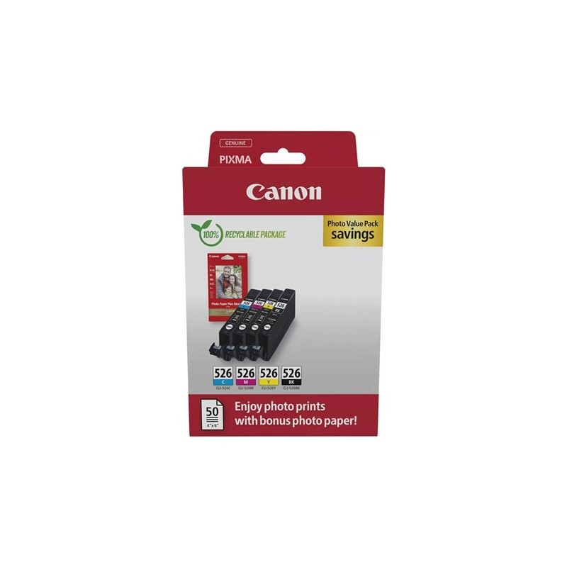 Canon CLI-526 C/M/Y/BK Photo Value Pack - Conf. da 4 nero, giallo, ... Canon CLI-526 C/M/Y/BK Photo Value Pack - Conf. da 4 nero, giallo, ...