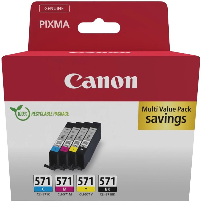 Canon CLI-571 C/M/Y/BK Multipack - Confezione da 4 - 7 ml - nero, g... Canon CLI-571 C/M/Y/BK Multipack - Confezione da 4 - 7 ml - nero, g...