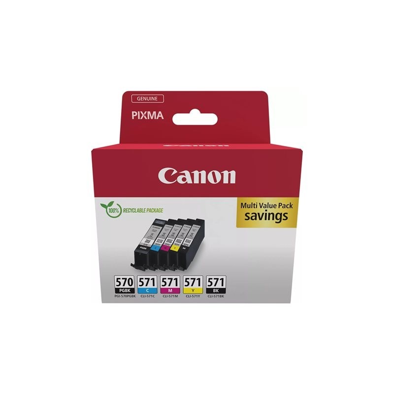 Canon PGI-570/CLI-571 PGBK/BK/C/M/Y Multi Pack - Conf. da 5 - nero,...