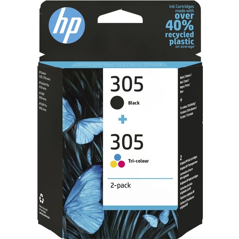 HP 305 - Confezione da 2 - nero, colore (ciano, magenta, giallo) - ... HP 305 - Confezione da 2 - nero, colore (ciano, magenta, giallo) - ...