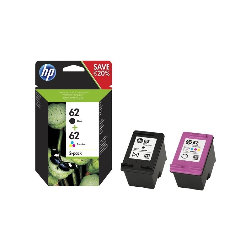 HP 62 - Confezione da 2 - colore (ciano, magenta, giallo), pigmento... HP 62 - Confezione da 2 - colore (ciano, magenta, giallo), pigmento...