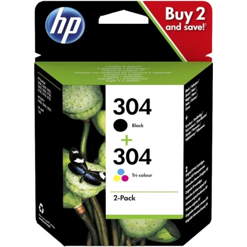 HP 304 - Confezione da 2 - colore (ciano, magenta, giallo), pigment...