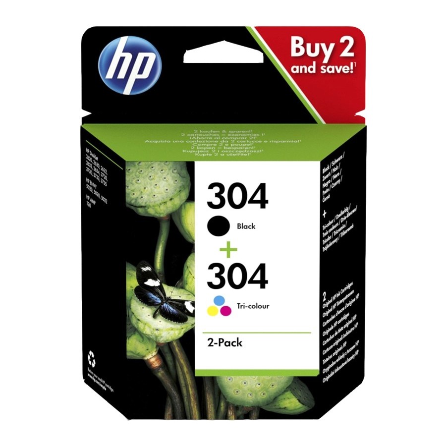 HP 304 - Confezione da 2 - colore (ciano, magenta, giallo), pigment... HP 304 - Confezione da 2 - colore (ciano, magenta, giallo), pigment...