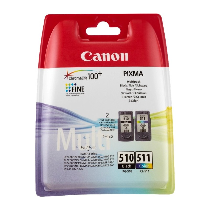 Canon PG-510 / CL-511 Multi pack - Confezione da 2 - 9 ml - nero, c...