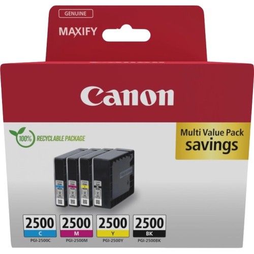 Canon PGI-2500 BK/C/M/Y Multipack - Confezione da 4 - nero, giallo,...