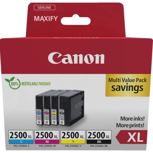 Canon PGI-2500XL BK/C/M/Y Multipack - Confezione da 4 - XL - nero, ...