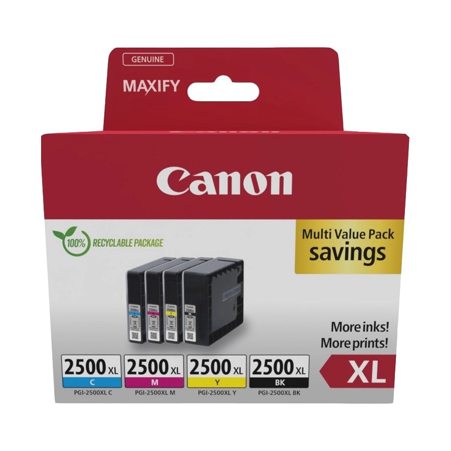Canon PGI-2500XL BK/C/M/Y Multipack - Confezione da 4 - XL - nero, ... Canon PGI-2500XL BK/C/M/Y Multipack - Confezione da 4 - XL - nero, ...