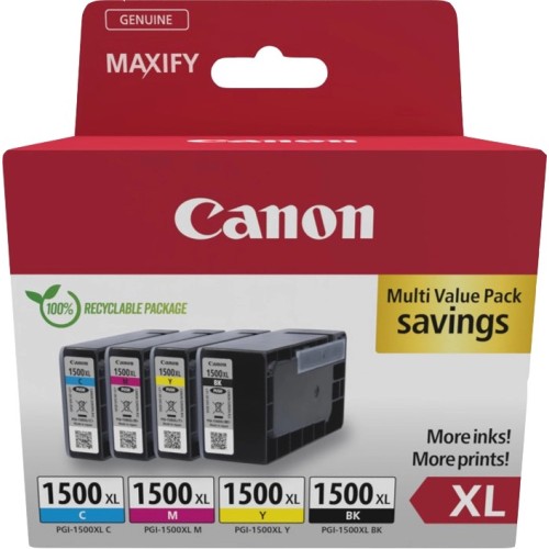 Canon PGI-1500XL C/M/Y/BK Multipack - Alta capacità - nero, giallo,...