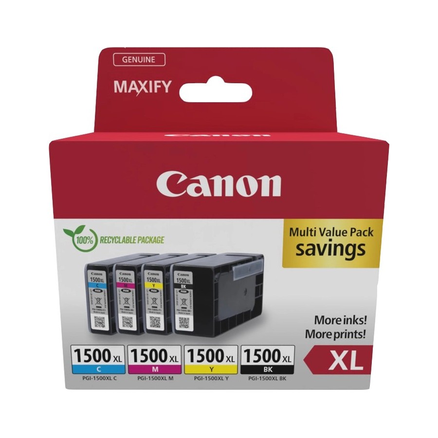 Canon PGI-1500XL C/M/Y/BK Multipack - Alta capacità - nero, giallo,... Canon PGI-1500XL C/M/Y/BK Multipack - Alta capacità - nero, giallo,...