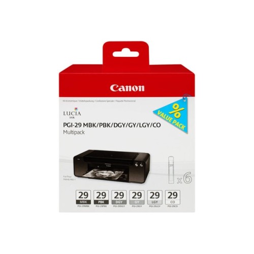 Canon PGI-29 MBK/PBK/DGY/GY/LGY/CO Multipack - Confezione da 6 - 36...