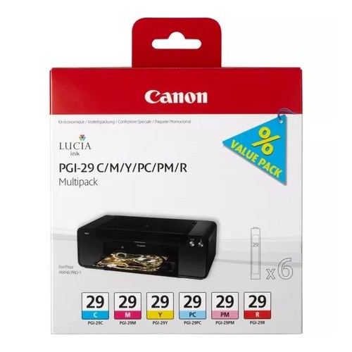 Canon PGI-29 CMY/PC/PM/R Multipack - Giallo, ciano, magenta, rosso,...