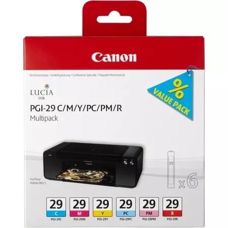 Canon PGI-29 CMY/PC/PM/R Multipack - Giallo, ciano, magenta, rosso,...