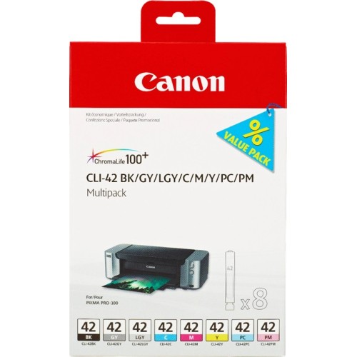 Canon CLI-42 BK/GY/LG/C/M/Y/PC/PM Multipack - Confezione da 8 inchi...