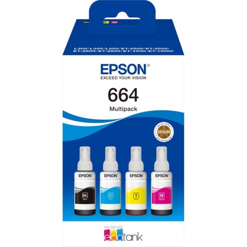 Epson EcoTank 664 - Confezione da 4 - nero, giallo, ciano, magenta ...