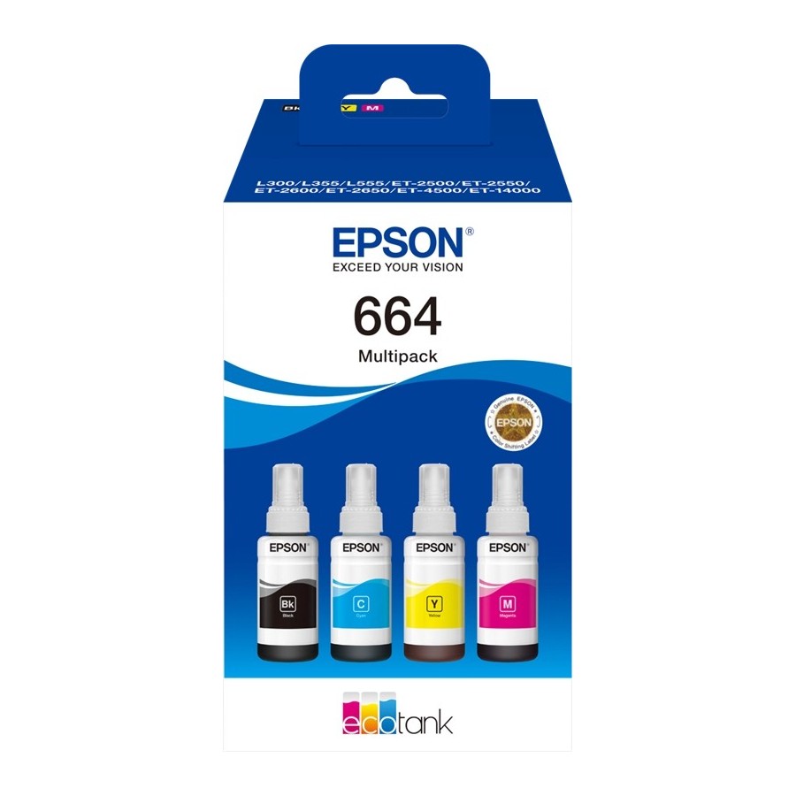 Epson EcoTank 664 - Confezione da 4 - nero, giallo, ciano, magenta ...