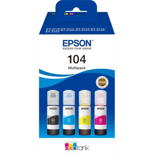 Epson EcoTank 104 - Confezione da 4 - nero, giallo, ciano, magenta ...