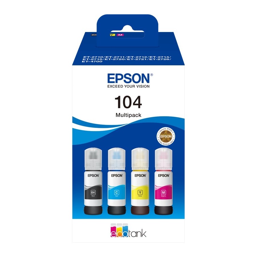 Epson EcoTank 104 - Confezione da 4 - nero, giallo, ciano, magenta ... Epson EcoTank 104 - Confezione da 4 - nero, giallo, ciano, magenta ...