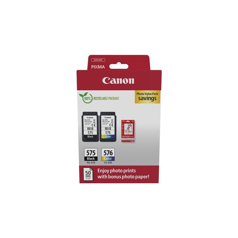 Canon PG-575/CL-576 Photo Paper Value Pack - Confezione da 2 - nero... Canon PG-575/CL-576 Photo Paper Value Pack - Confezione da 2 - nero...