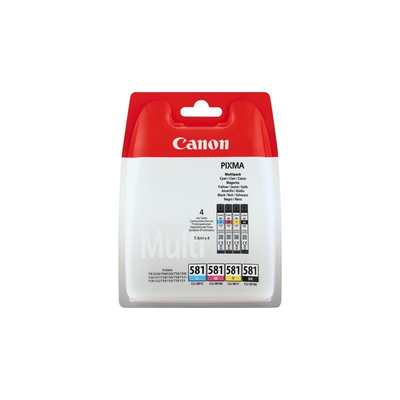 Canon CLI-581 BK/C/M/Y Multi Pack - Confezione da 4 - 5.6 ml - nero...