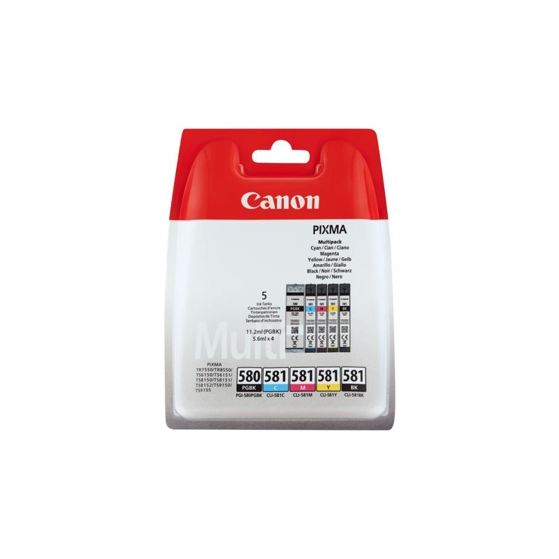 Canon PGI-580 PGBK/CLI-581 CMYBK Multipack - Confezione da 5 - nero...
