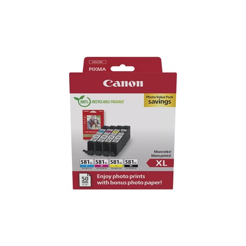 Canon CLI-581XL C/M/Y/BK Photo Value Pack - Conf. da 4 - XL - nero,... Canon CLI-581XL C/M/Y/BK Photo Value Pack - Conf. da 4 - XL - nero,...