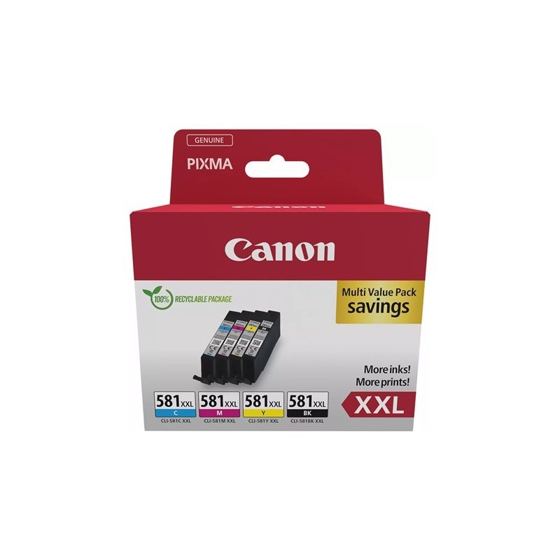 Canon CLI-581XXL C/M/Y/BK Multi Pack - Confezione da 4 - 11.7 ml - ... Canon CLI-581XXL C/M/Y/BK Multi Pack - Confezione da 4 - 11.7 ml - ...